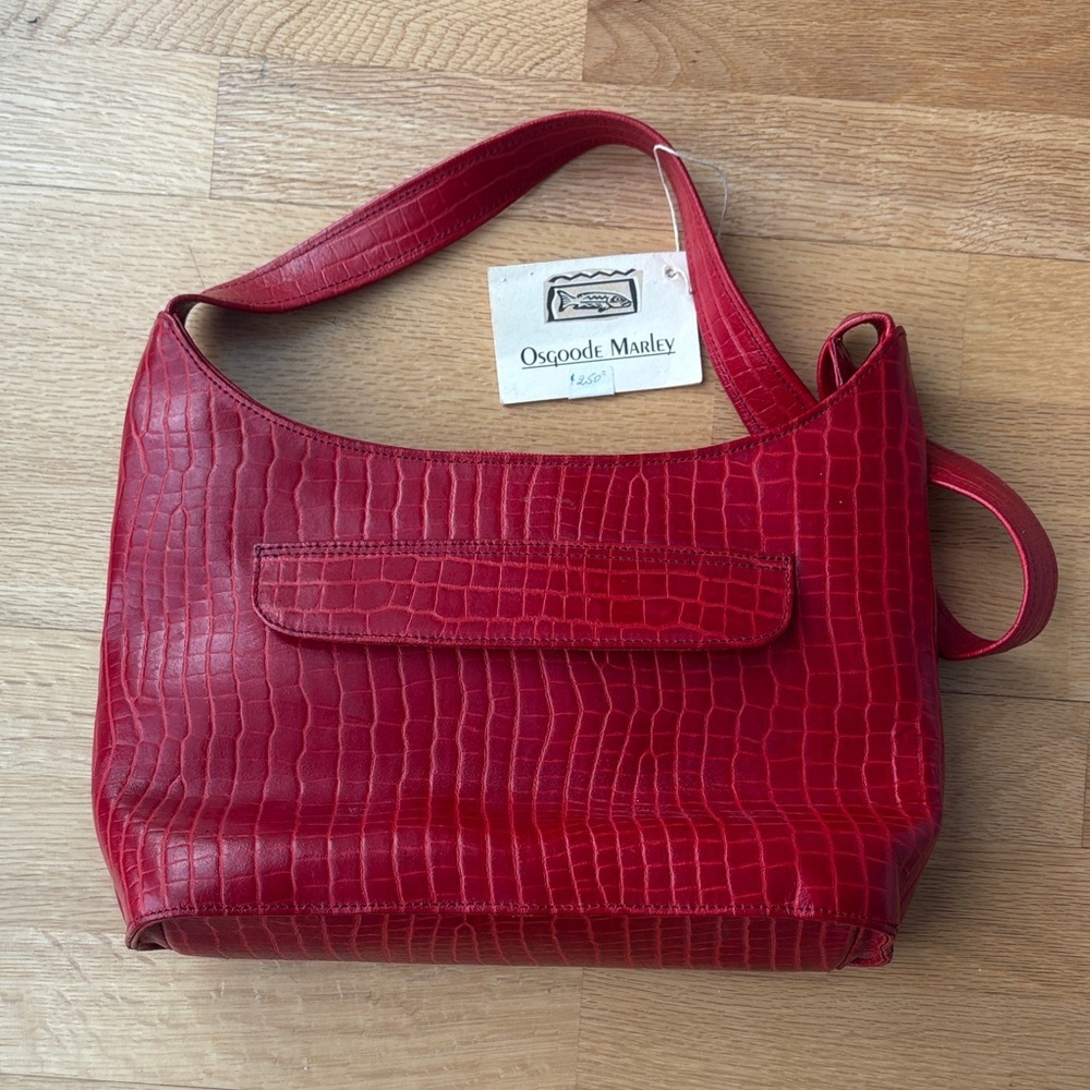 Osgood Marley Style - Red Crocodile Pattern Shoulder Bag